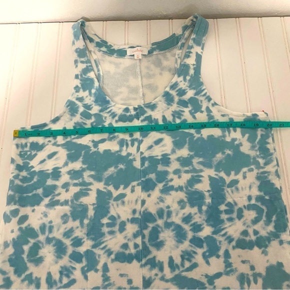 Colsie Blue Tie Dye Jumper Romper Crop Jumpsuit Fleece Lounge Casual Size Medium - Picture 9 of 12